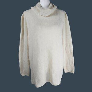 Mon Repos Peruvian Baby Alpaca Knit Cowl Neck Sweater XL Cream Quiet Luxury